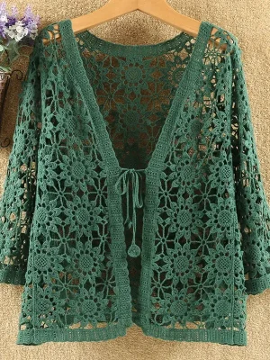 Lace Hollow Knit Cardigan – Lightwe...