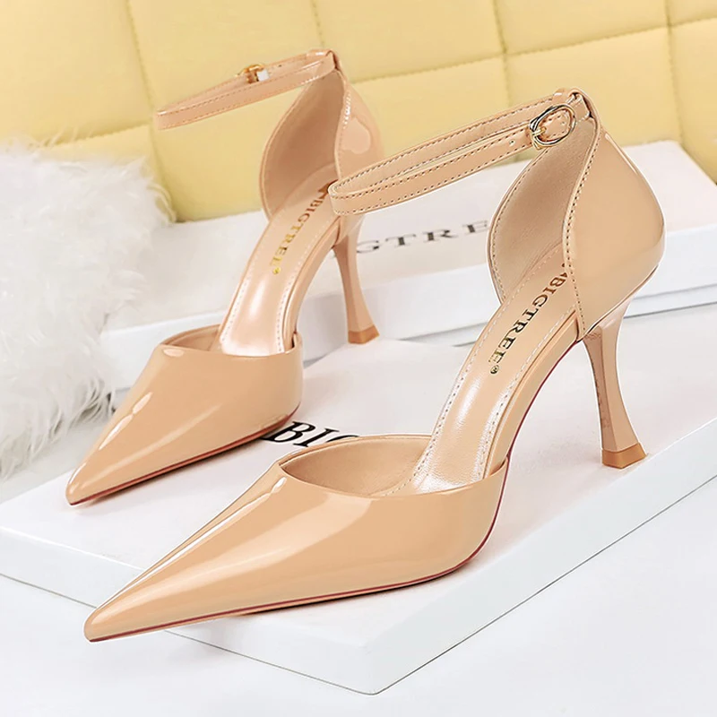 BIGTREE Patent Leather Nude Heels – Luxury Summer Pumps 2024