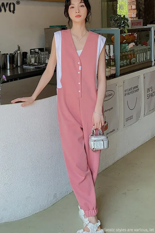 Gray Patchwork Jumpsuit – Sleeveles...