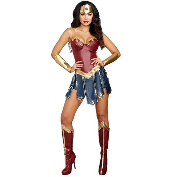 Wonder Woman Corset Dress - Women’s Halloween Cosplay Costume - Image 2