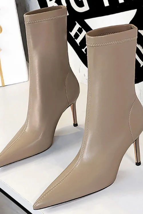 Sexy PU Leather Ankle Boots – High-...