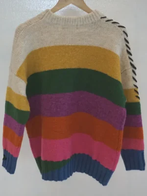 Korean Chic Rainbow Knit Sweater – ...