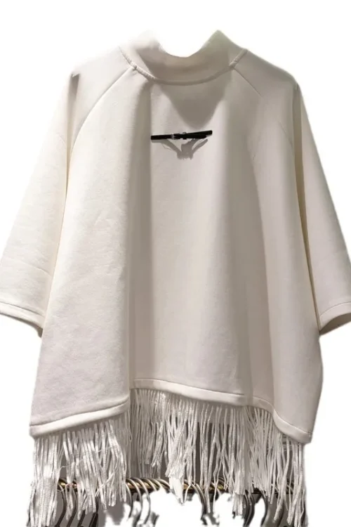 French Style Tassel Half Sleeve Sweat...