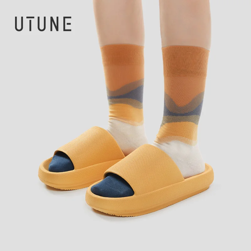 UTUNE Unisex 4.5CM Platform Slides – Soft EVA Non-Slip House Shoes