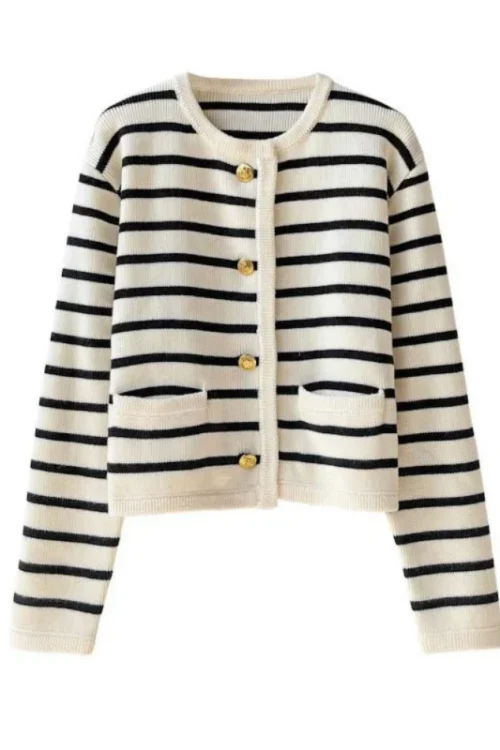 Striped Knit Cardigan – Women&#...