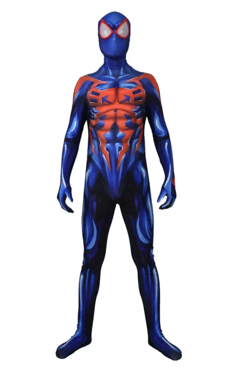 Spider 2099 Cosplay Bodysuit – Blue & Red Superhero Costume for Adults & Kids