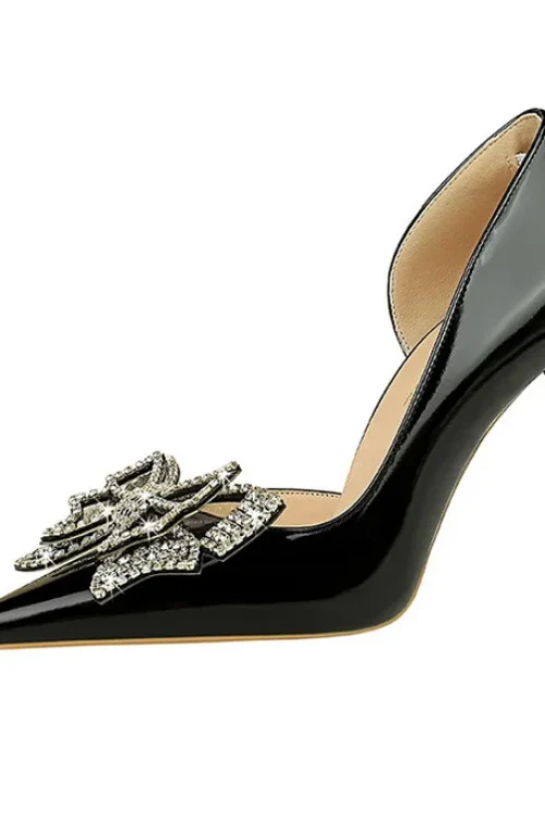 Rhinestone Buckle Patent Leather Pump...