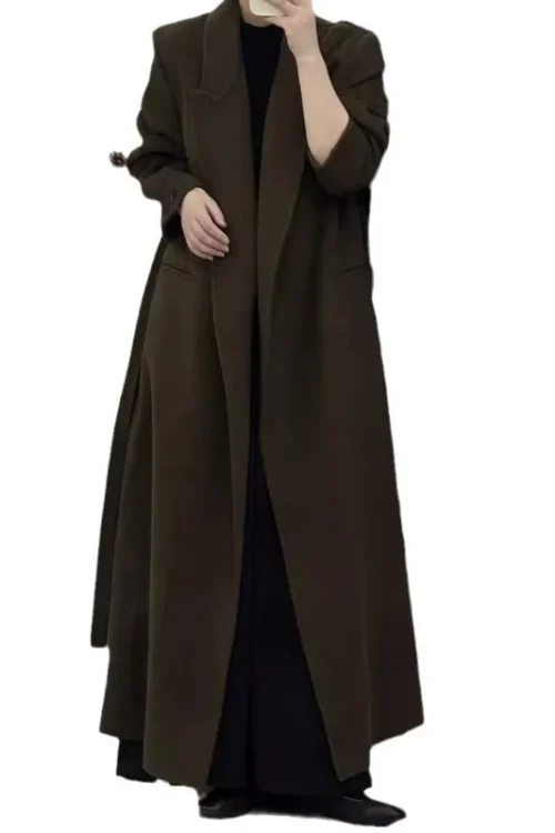 Women’s Winter Double-Faced Cashmere Coat – Loose Fit, Sashes, Thick Woolen, Autumn 2024