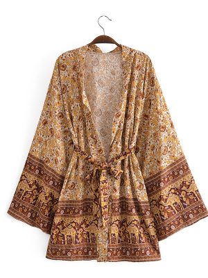 Exclusive Totem Print Short Kimono Ca...