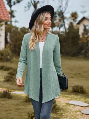 Loose Solid Color Long Sleeve Cardigan