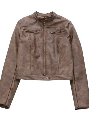 Retro Distressed Leather Motorcycle J...