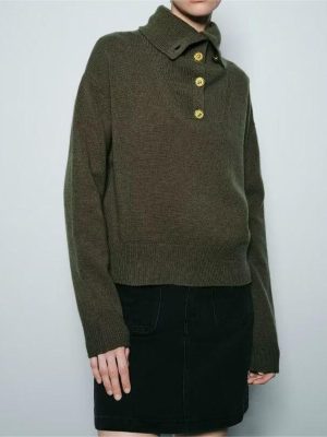 Niche Design Turtleneck Pullover Knit...