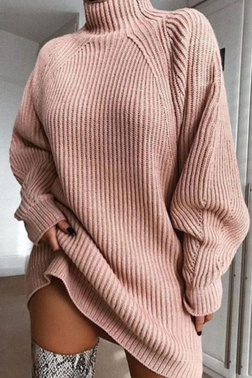 Chic Raglan Mock Neck Dress