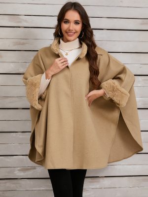 Retro Loose Fur Collar Cloak Coat