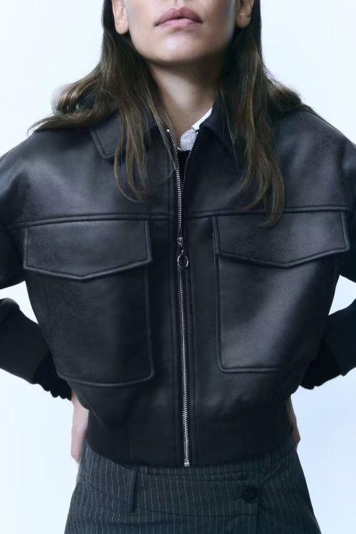 Retro Faux Leather Loose Pilot Jacket...