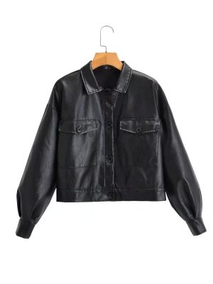 New Casual Loose Fit Short Leather Motorcycle Jacket