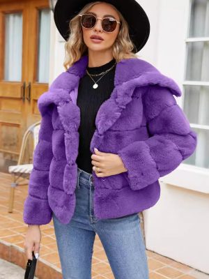 Collared Short Faux Fur Coat