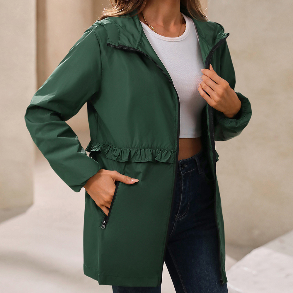 Elegant Hooded Waterproof Trench Coat...