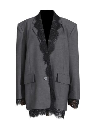 Chic Small Blazer with Lace Design