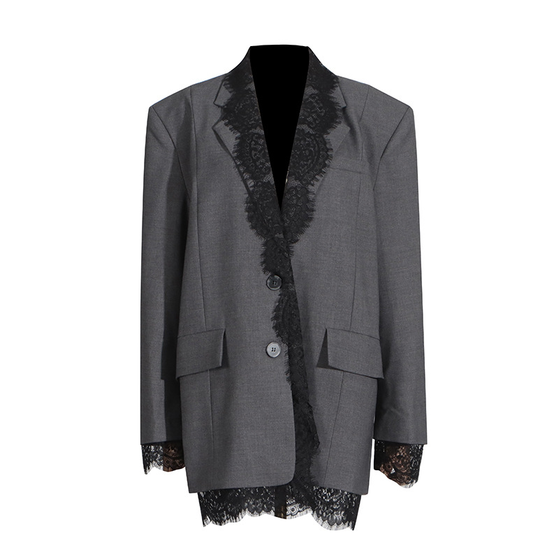 Chic Small Blazer with Lace Design