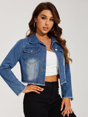 Women’s Short Distressed Denim Jack...