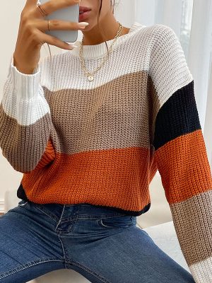 Color-Block Crew Neck Sweater