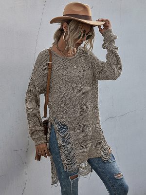 Round Neck Hallowed Out Sweater &#821...