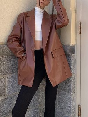 Casual Leather Blazer Jacket Women