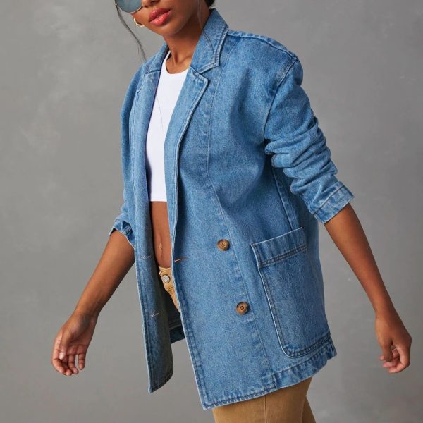 Women’s Washed Out Denim Blazer - Image 2