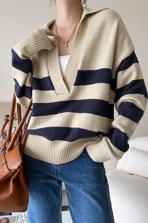 Cozy Striped V-Neck Sweater