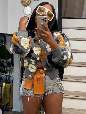 Retro 3D Floral Loose Cardigan