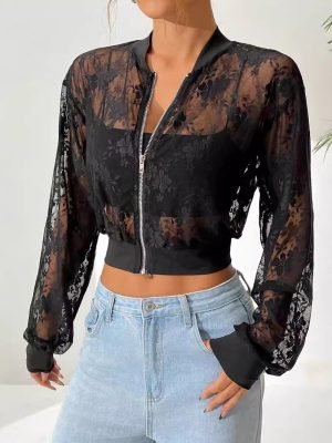 Women’s Jacquard Lace See-Throu...