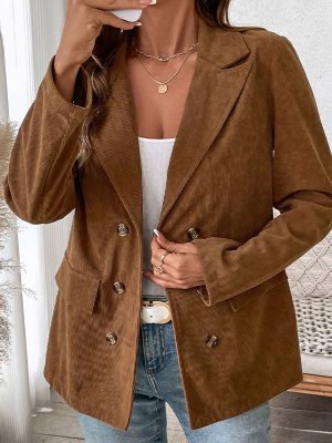 Chic Solid Corduroy Blazer for Fall