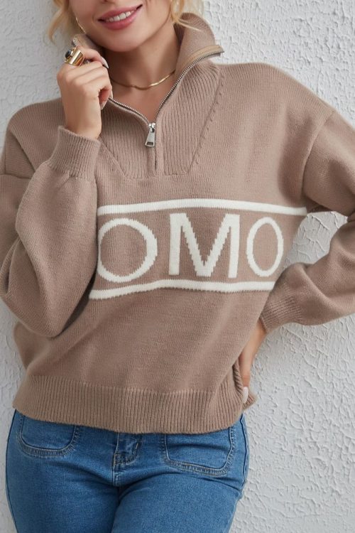 Trendy Graphic Collared Sweater