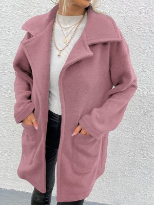 Women’s Long Plush Coat Autumn Winter Blazer Collar