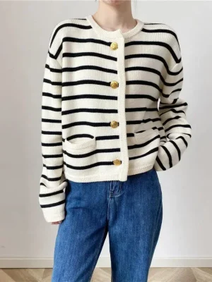 Korean Striped Knit Cardigan – ...