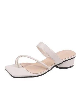 Chic Square Heel Flip Flops