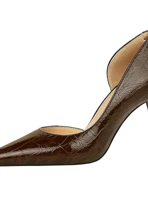 Elegant Brown Pumps – Side Hollow P...