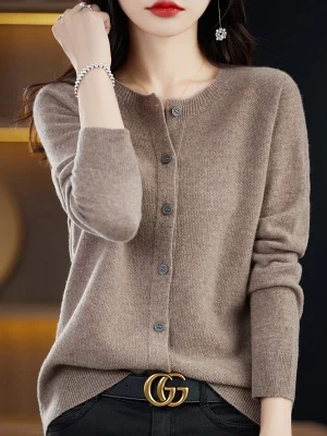 High-Grade Crewneck Cardigan for Wome...