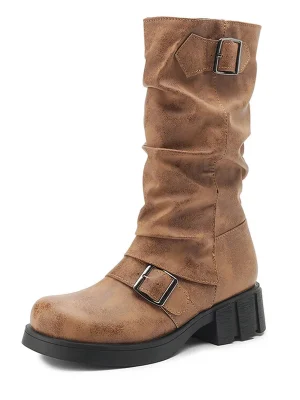 Punk Mid-Calf Cowboy Boots – Chunky...