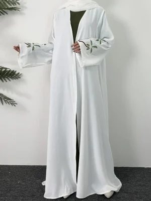 Embroidered Open Front Abaya – Maxi Length Dress