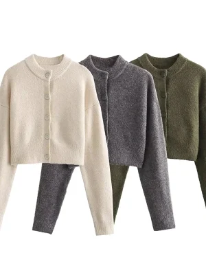 Laxsesu O-Neck Knit Cardigan – ...