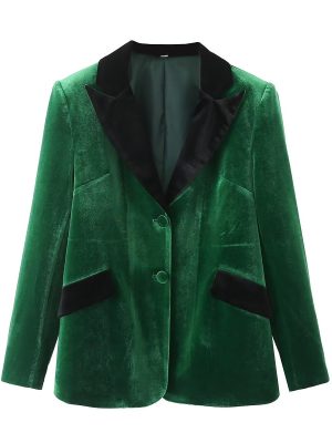 Autumn Green Velvet Blazer