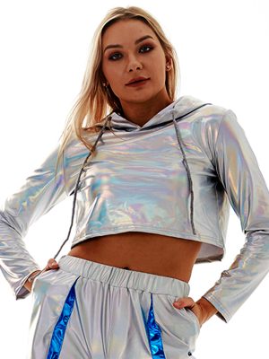 Women’s Cropped Leather Hoodie