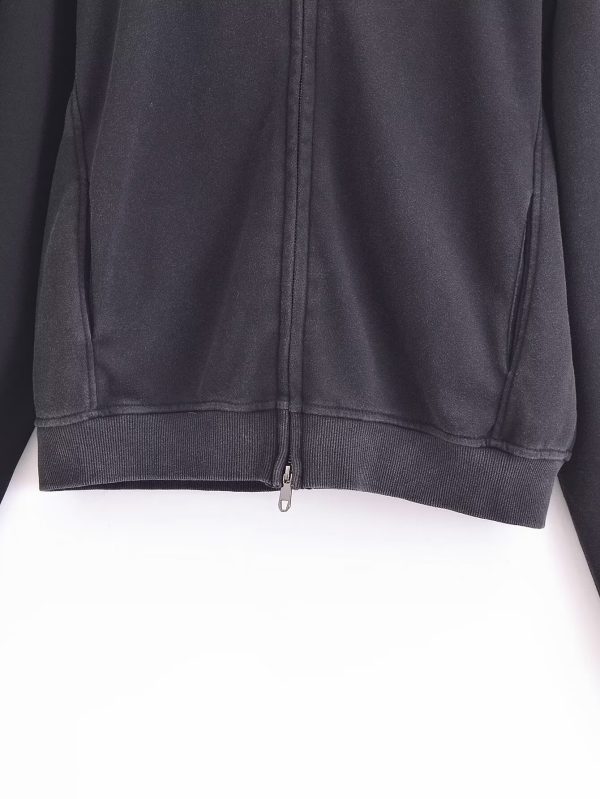 Fashionable Distressed Zipper Hooded Sweater - Image 4