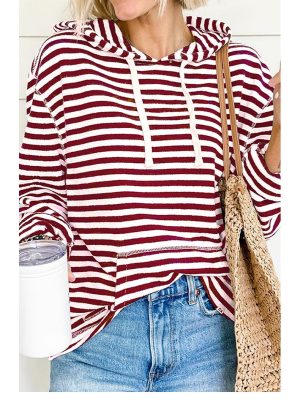 Women’s Striped Hooded Loose Sw...