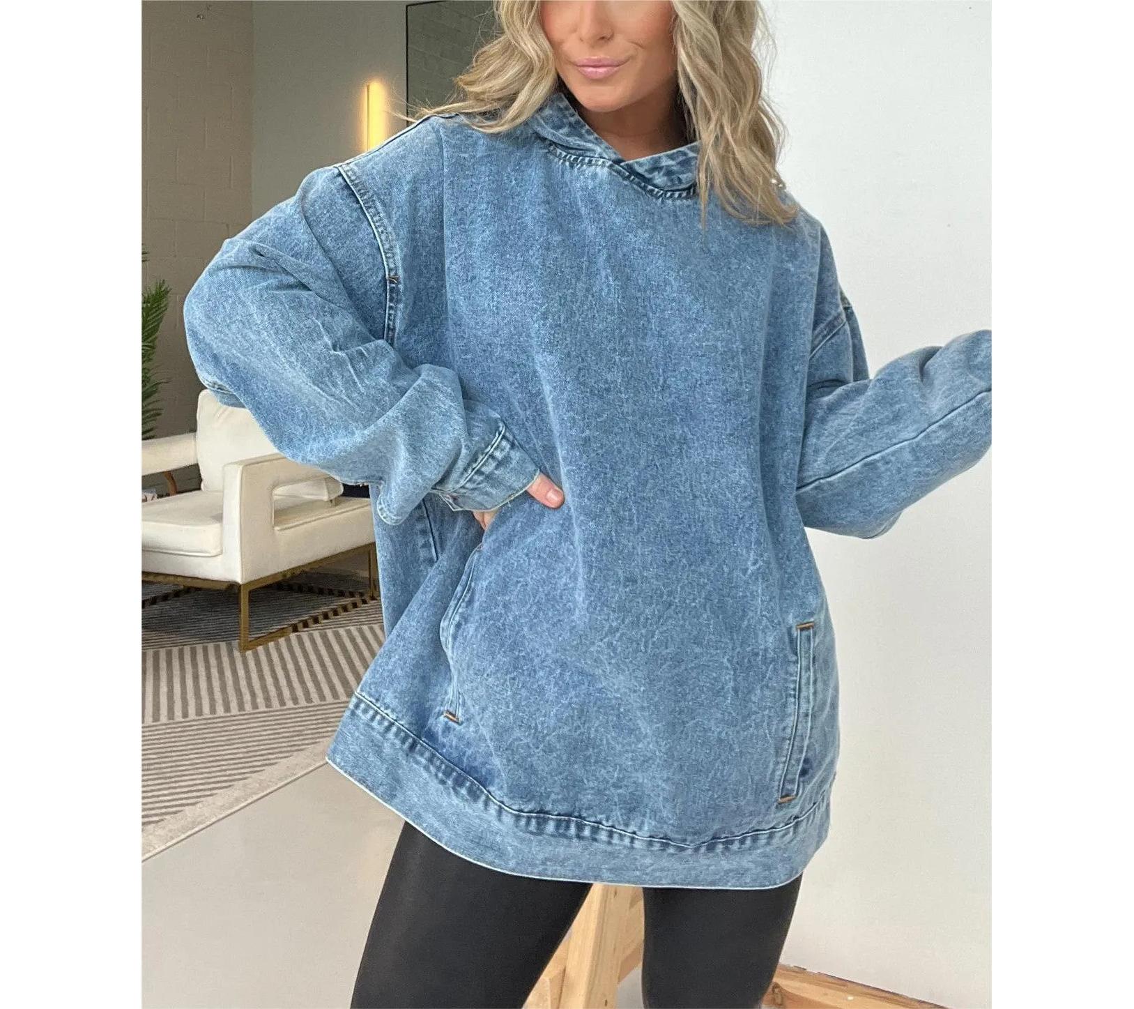 Women’s Loose Denim Hoodie