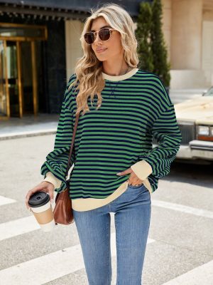 Women’s Striped Contrast Color ...