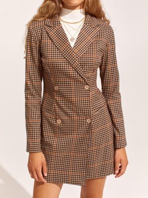 Tailored Houndstooth Double Breasted ...