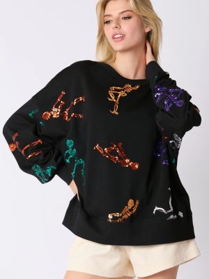 Women’s Halloween Skull Sequine...